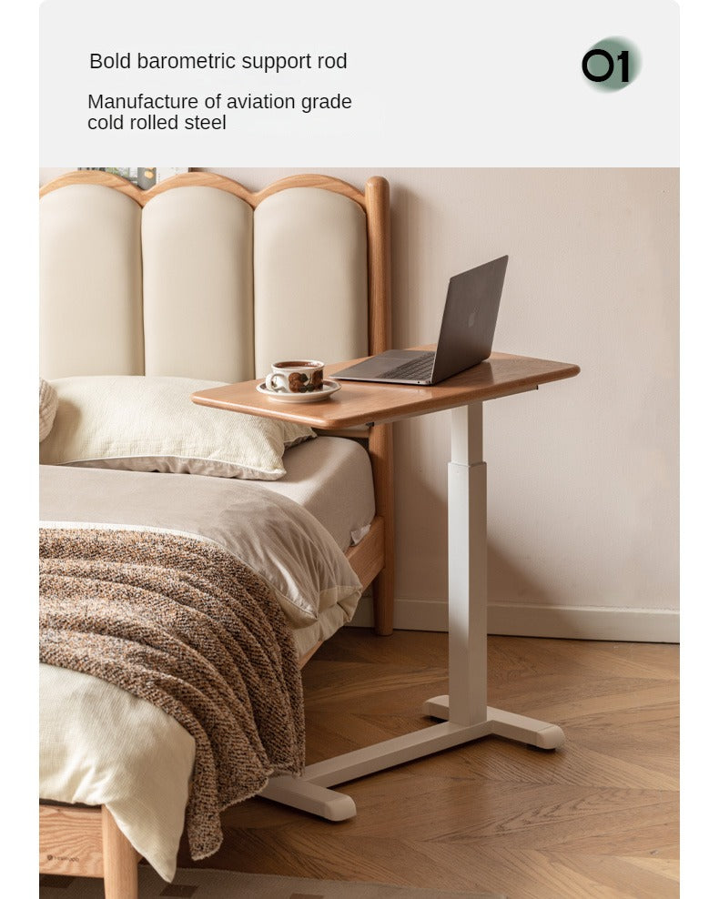 Solid Oak Wood Adjustable Height Folding Desk - Portable Home Office Workstation for Small Spaces, Dorm Rooms & Remote Work