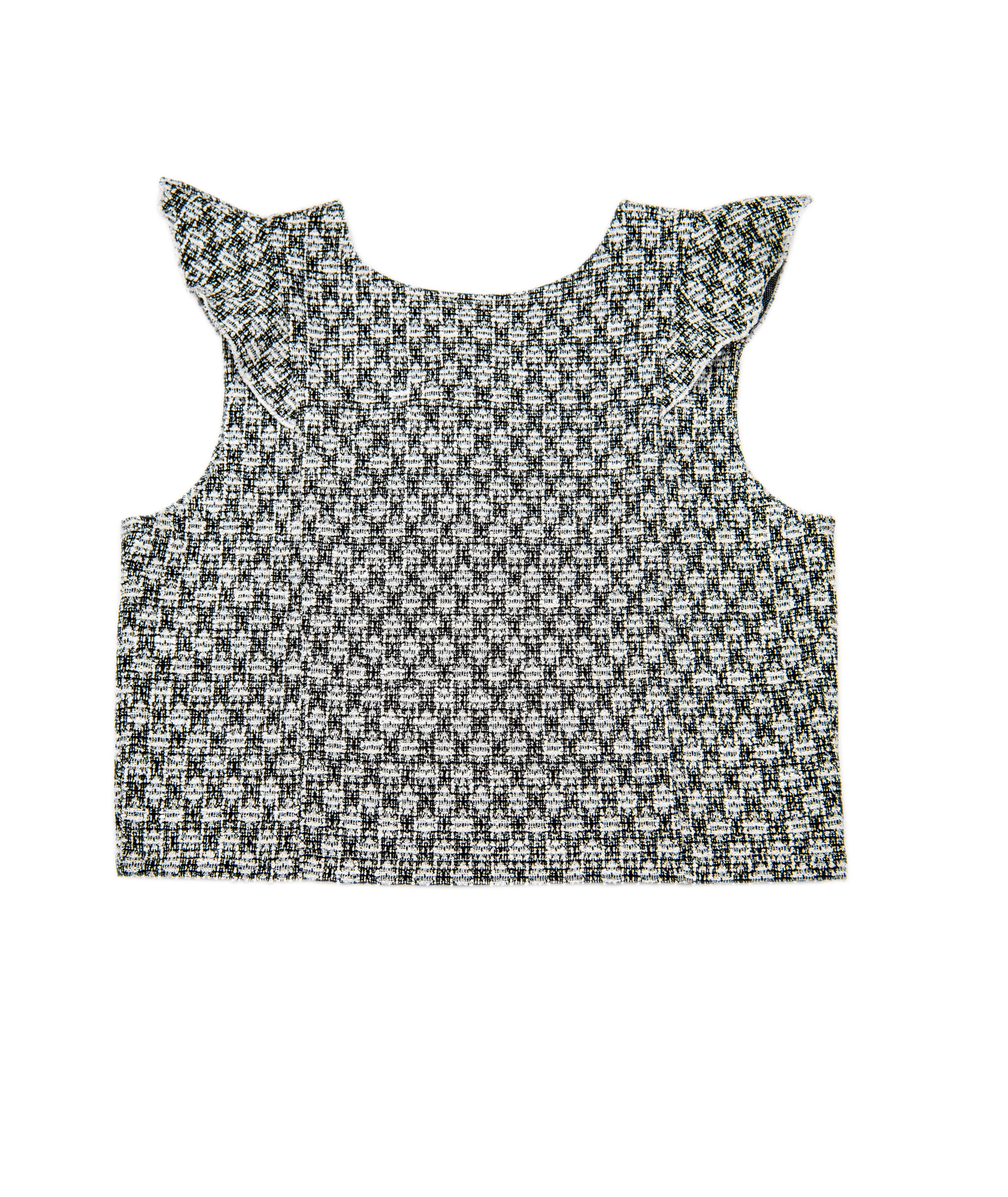 Debra Girls Leah Black & White Boucle Flutter Sleeve Top - Women's Fashion Blouse for Casual Wear, Office Outfits & Date Nights