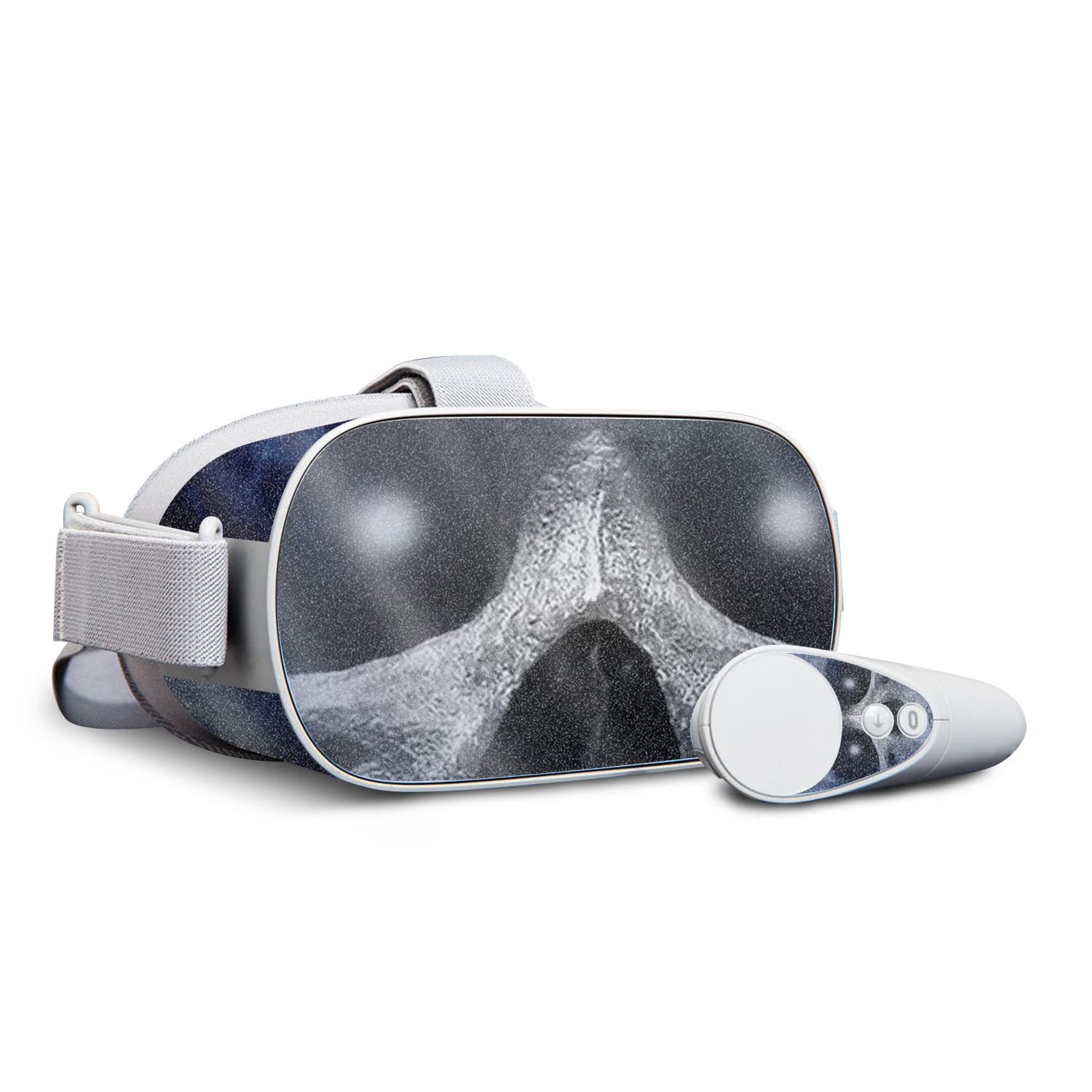 MightySkins Glossy Glitter Protective Skin Cover for Oculus Go - Haunted Skull Design | Durable Scratch-Resistant Vinyl Decal | Easy to Apply & Remove | USA Made | Perfect for Gaming, VR Parties & Themed Events