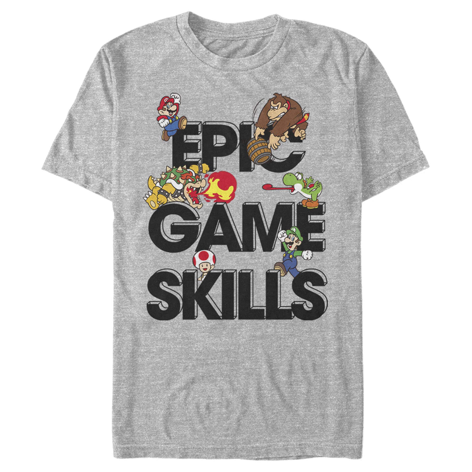 Men's Nintendo Super Mario Graphic T-Shirt - Official Character Collage Design for Gamers | Perfect for Casual Wear, Gaming Events & Fan Merchandise