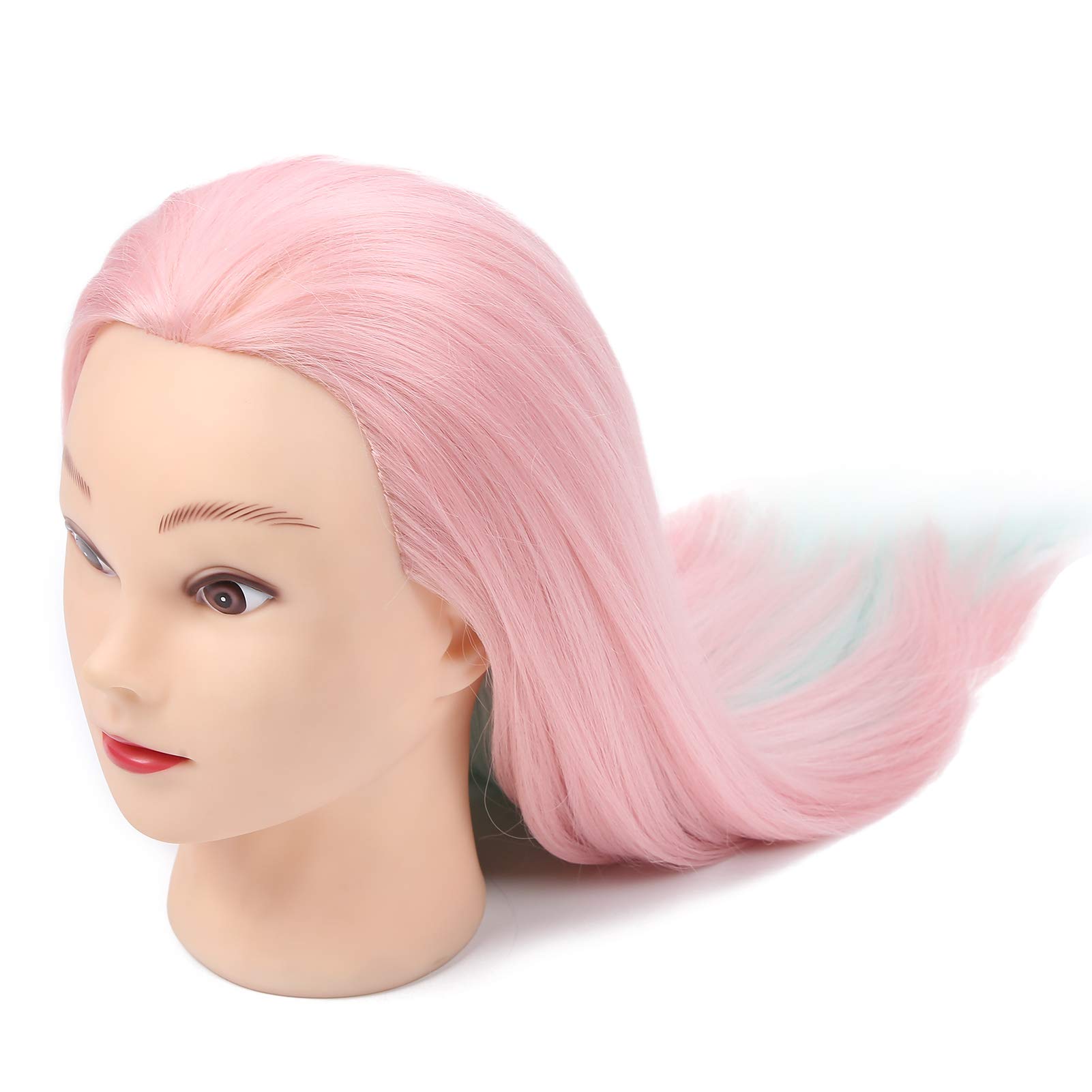**Professional Hairdressing Mannequin Head - High-Temperature Resistant Synthetic & Real Human Hair Training Head for Salon Styling & Practice (Light Red) - Perfect for Hairdressing Students, Stylists & Salon Training**