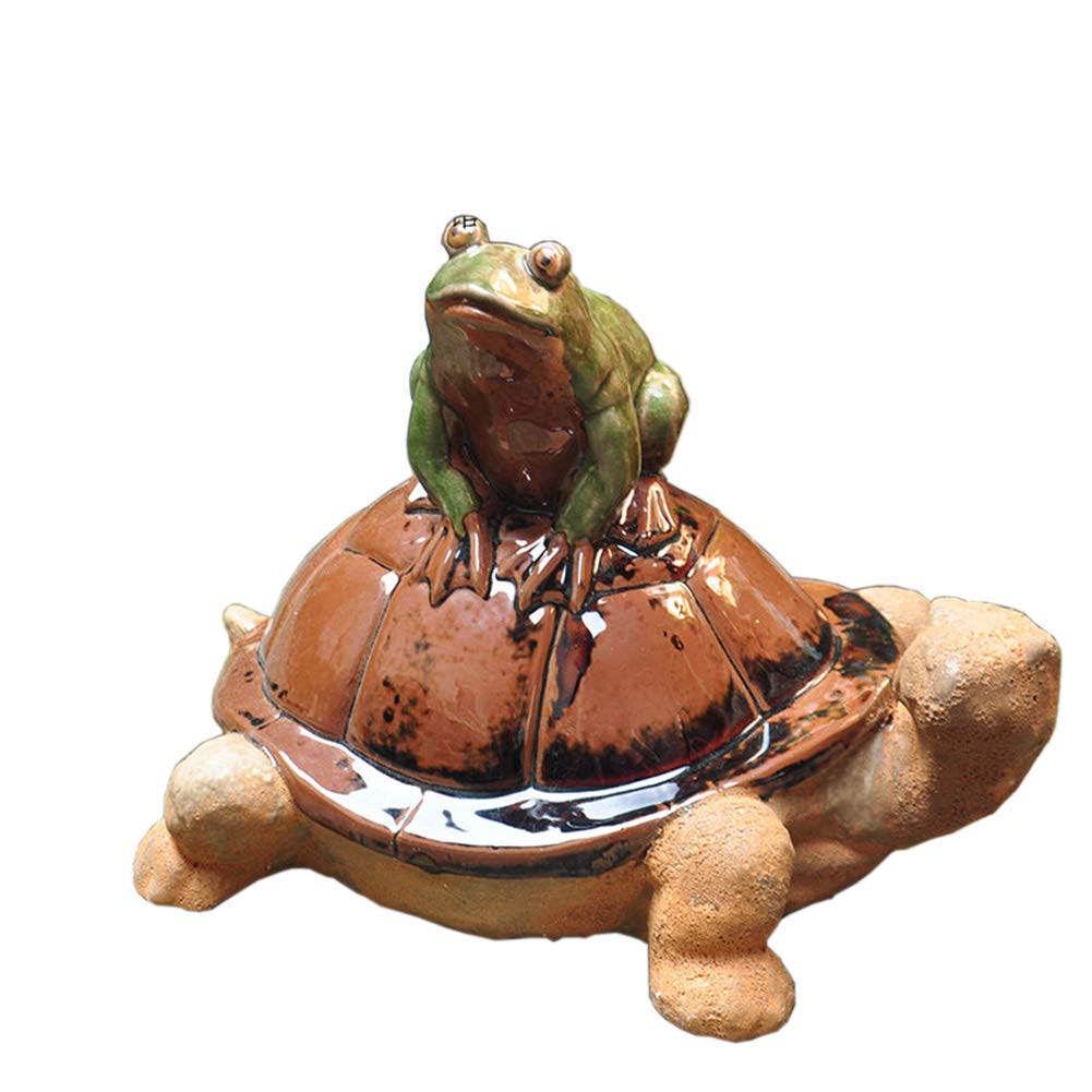 Ceramic Turtle Statue for Garden Decor - Handmade Outdoor Animal Sculpture, Unique Frog Ornament & Novelty Garden Decoration for Patio, Yard, or Lawn Accent