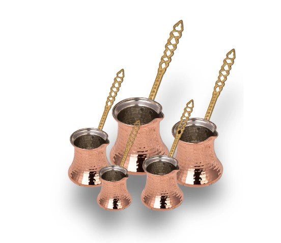 Traditional Turkish Cezve Coffee Pot - Handcrafted Copper Ibrik for Stovetop Brewing - 5 Size Options - Perfect for Home, Office & Camping Turkish Coffee Making