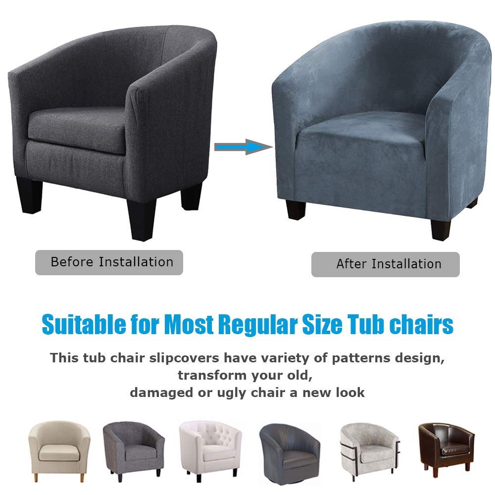 Stretchable Polyester Spandex Slipcover for Armchairs, Club Chairs & Wingback Chairs - Soft Plush Furniture Protector, Washable & Removable Sofa Cover (Grey Blue) - Perfect for Living Room, Office & Home Decor