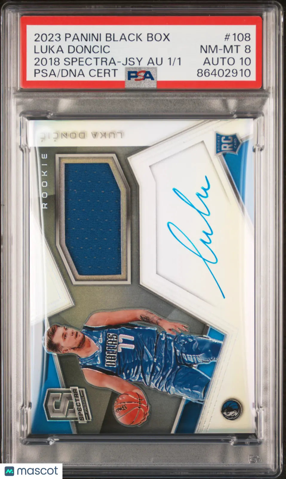2023 Panini Black Box Spectra Luka Doncic Rookie Card Jersey Auto PSA 8 #108 - Perfect for NBA Collectors & Sports Memorabilia Enthusiasts