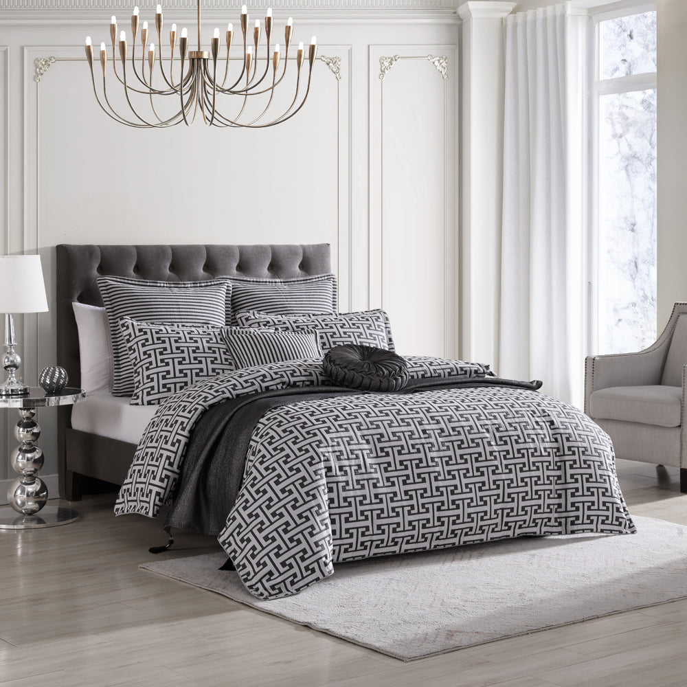 Constantine Gunmetal Quilt Cover Set - Super King Size Luxury Bedding | Perfect for Master Bedrooms & Guest Rooms