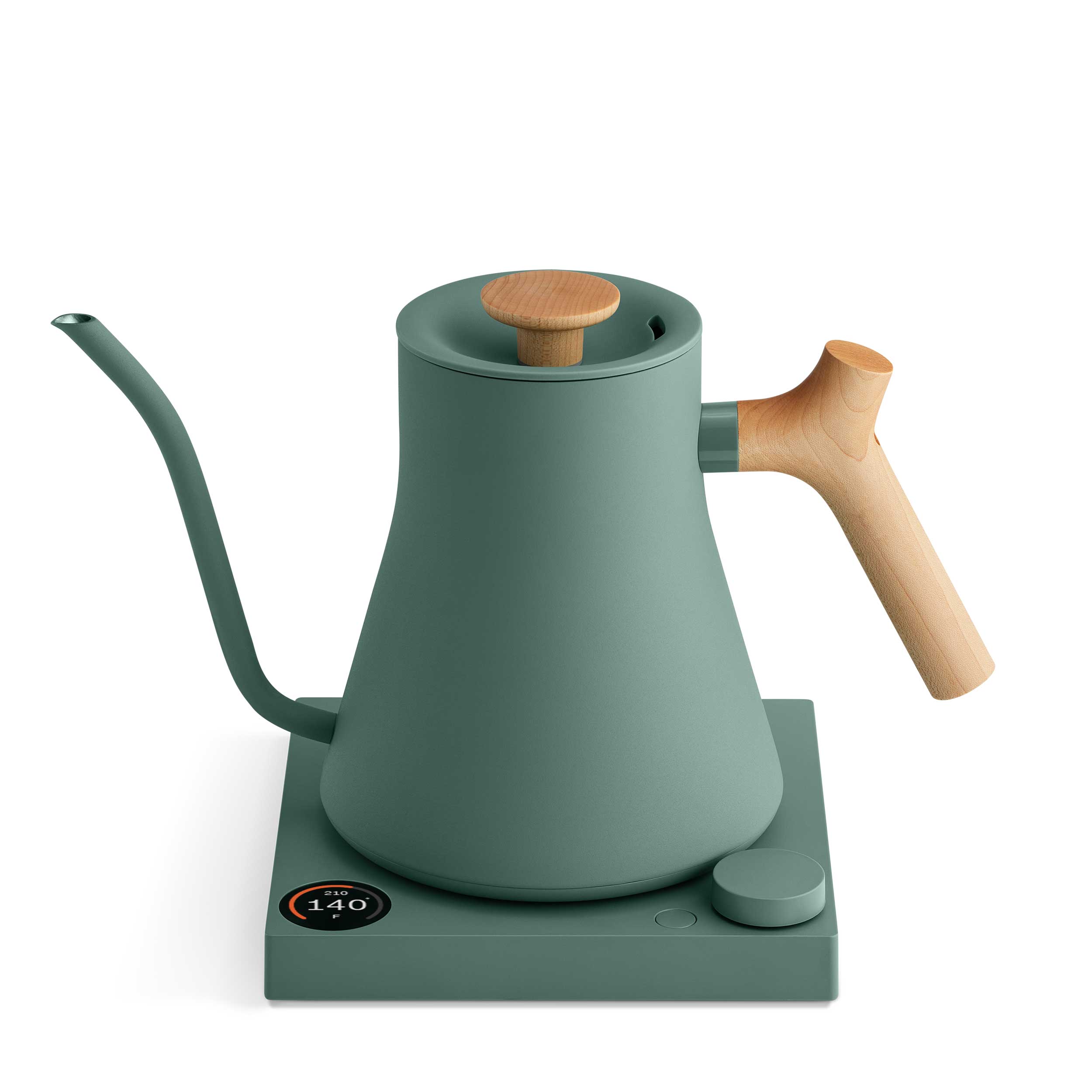 Fellow Stagg EKG Pro Electric Gooseneck Kettle - Precision Pouring, Fast Heating, Smoke Green with Maple Wood Handle - Perfect for Coffee, Tea & Pour Over Brewing at Home or Office