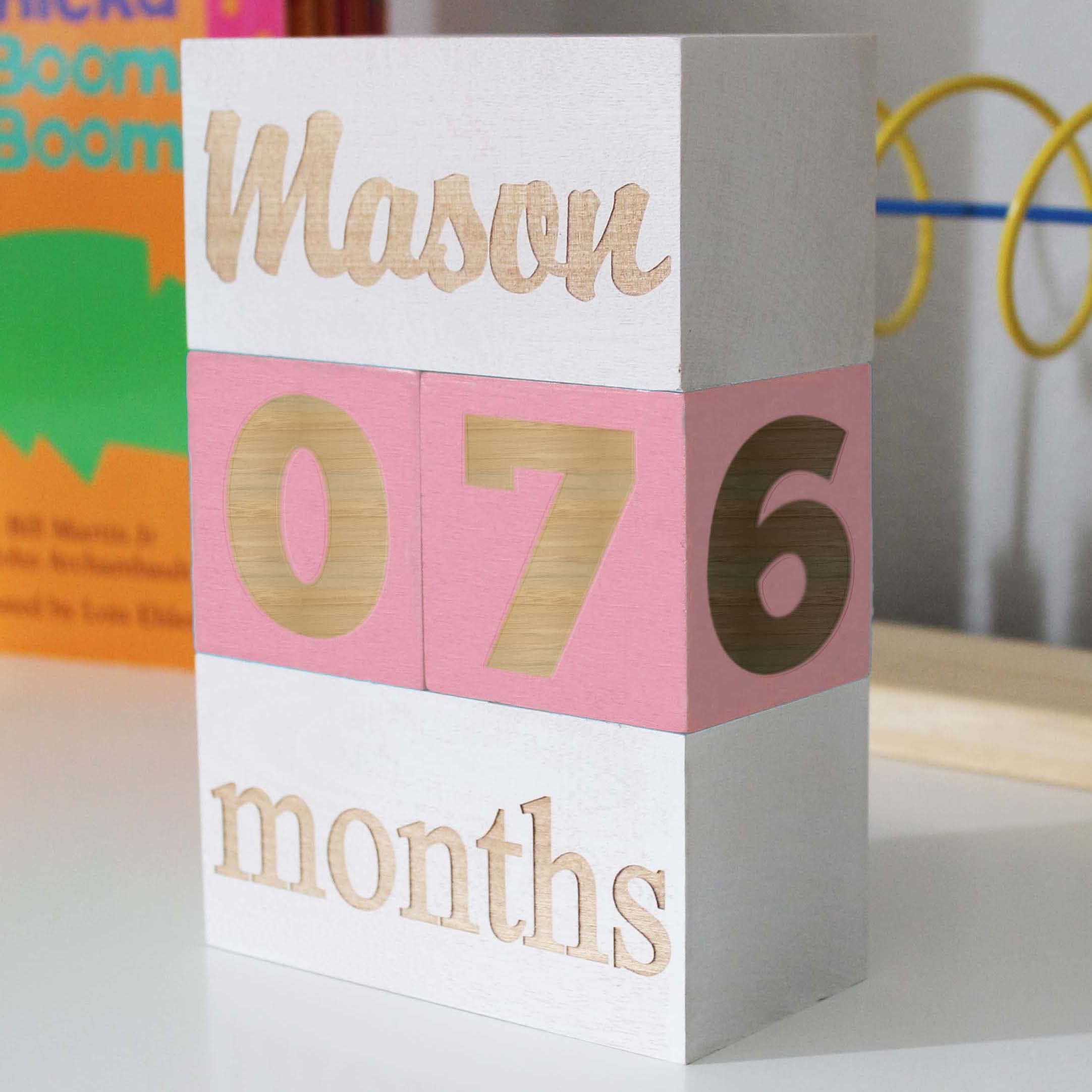Personalized Baby Milestone Blocks - Solid Natural Wood Age Blocks for Monthly Photo Props | Keepsake Gifts for Newborns & Toddlers | Perfect for 1st Birthday, Monthly Milestone Photos & Nursery Decor