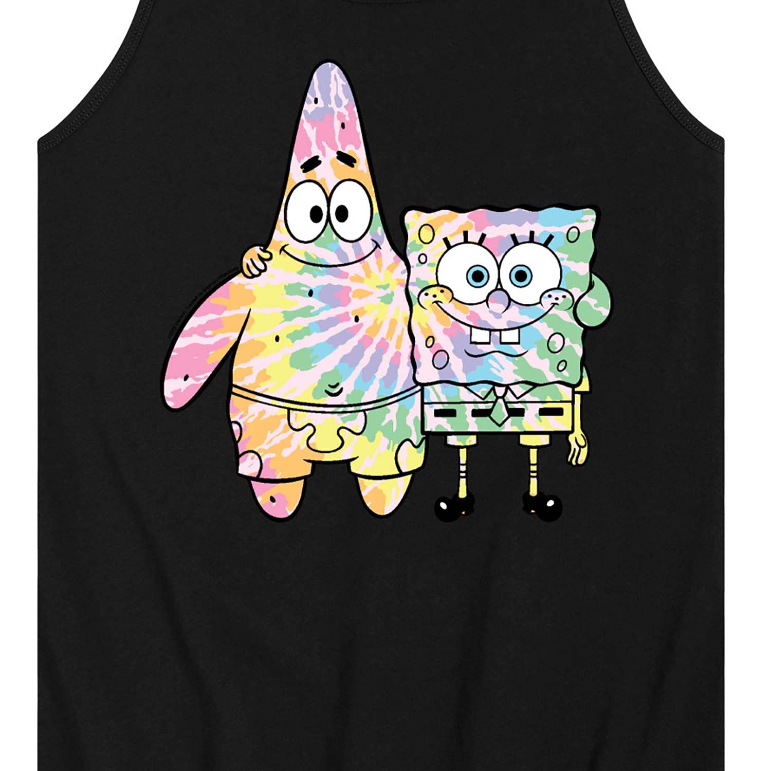 HYBRID APPAREL Spongebob Squarepants Tie Dye Tank Top for Men - Spongebob & Patrick Graphic Jersey Sleeveless Shirt - Perfect for Beach, Summer & Casual Wear