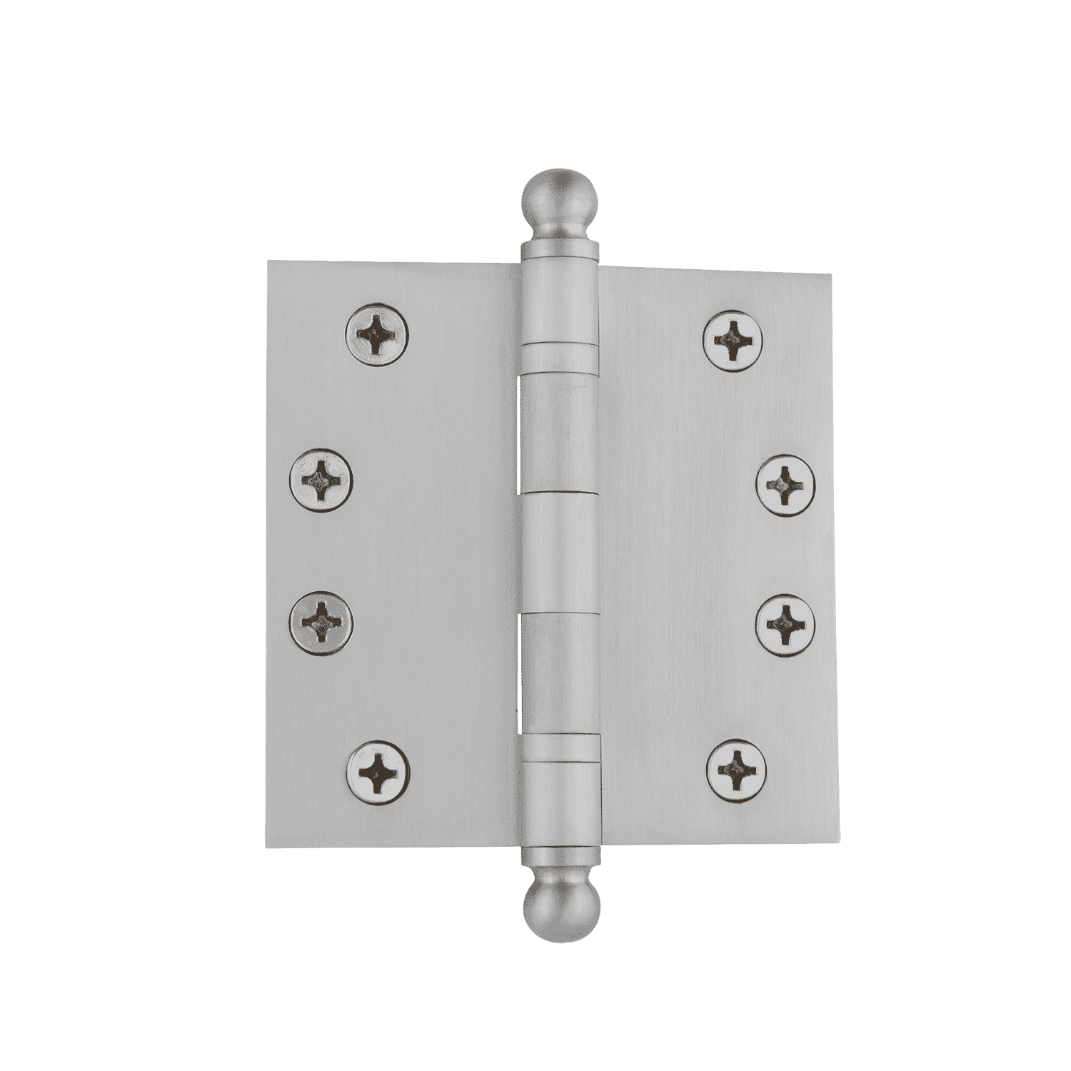 4-Pack Heavy Duty Ball Tip Hinges with Square Corners - Satin Nickel Finish for Cabinets, Doors & Furniture Hardware Installation