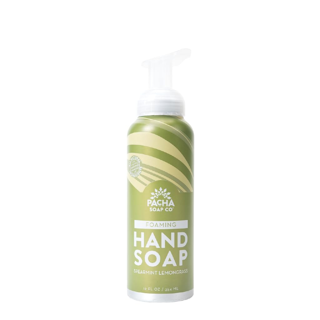 PACHA SOAP Spearmint Lemongrass Foaming Hand Soap - 12 Fl Oz | Natural & Refreshing Hand Wash for Kitchen, Bathroom & Office | Vegan & Cruelty-Free