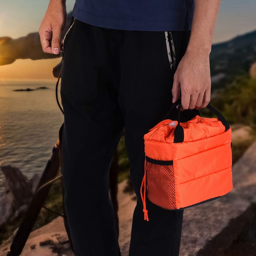 **Diyeeni Waterproof & Shockproof Camera Bag with Removable Padded Insert, Drawstring Closure - Perfect for Travel, Hiking & Outdoor Photography (Orange)**