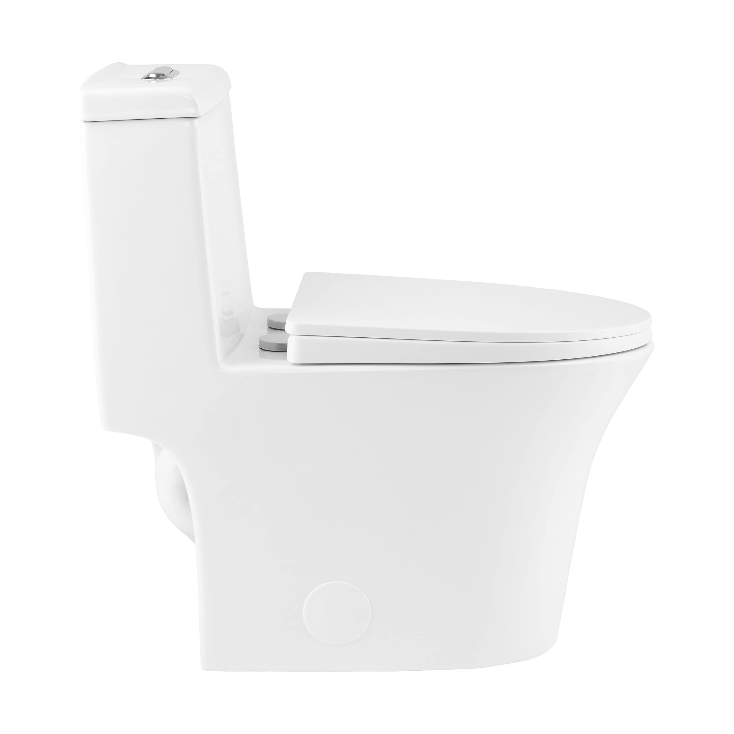 Hugo One Piece Elongated Dual Flush Toilet 1.1/1.6 GPF - Water Efficient Modern Bathroom Toilet for Home & Commercial Use