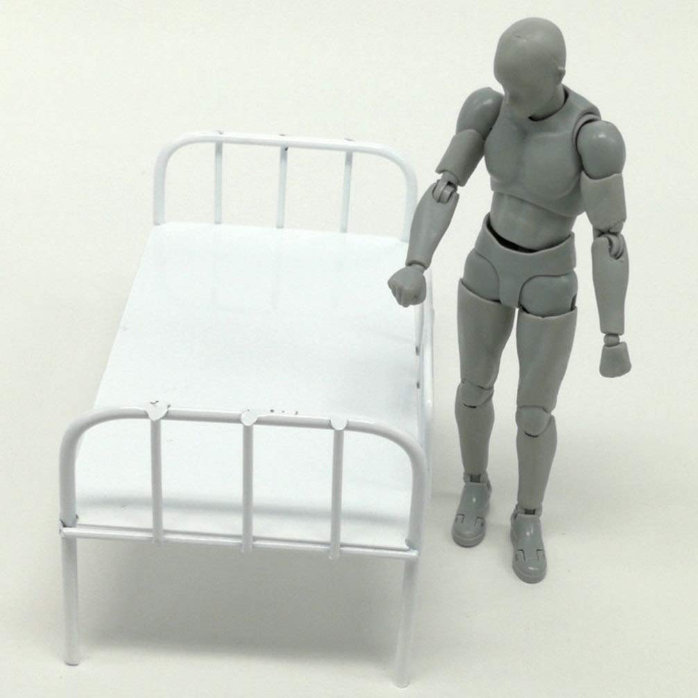 EXCEART Miniature Iron Bed - 1:12 Scale Dollhouse Furniture, White Metal Toy Bed for Dollhouse Decor, DIY Crafts, and Collectibles - Perfect for Dollhouse Accessories, Miniature Displays, and Model Scenes