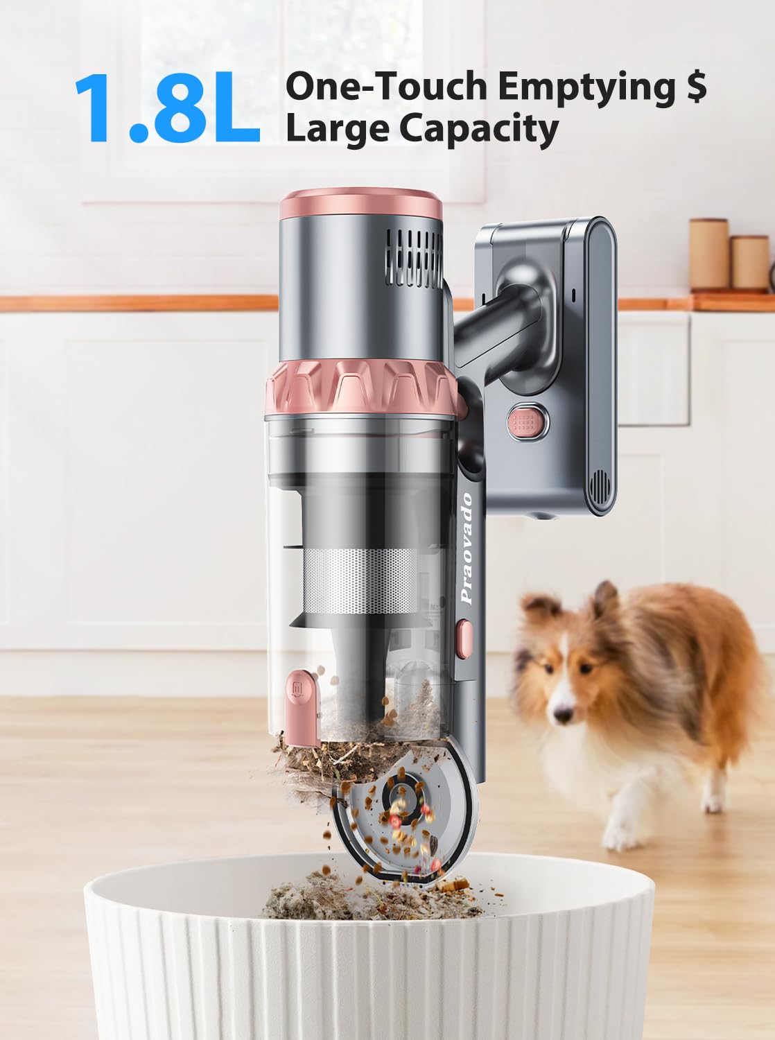 45KPa Cordless Vacuum Cleaner - LED Touch Display, 60min Runtime for Home & Pet Hair Cleaning