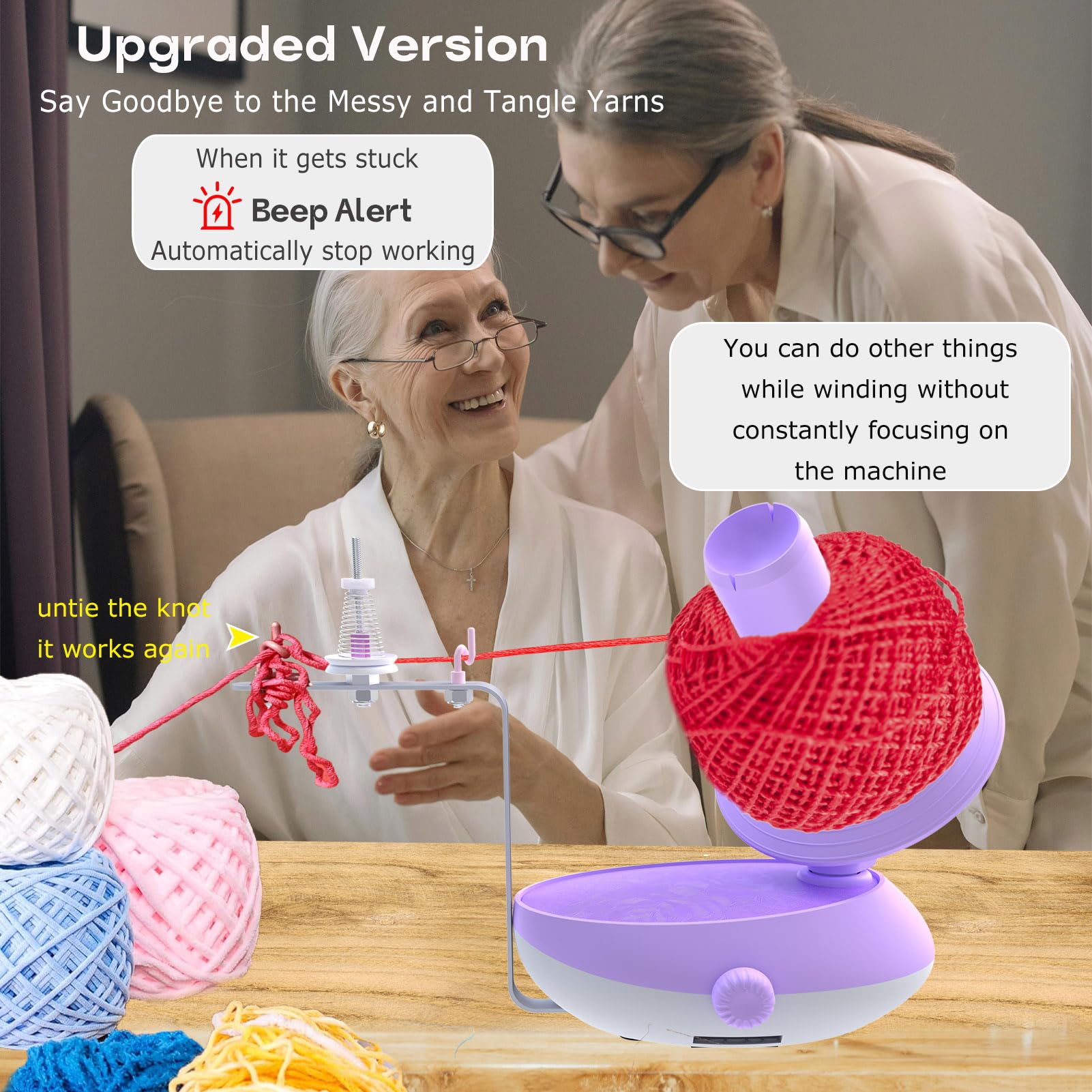 DAFENCHI Electric Yarn Winder & Swift Set - Automatic Large Yarn Ball Winder Machine for Knitting, Crocheting, Weaving - Adjustable Speed Yarn Spinner for Perfect Yarn Cakes - Ideal for Home Crafting, DIY Projects & Professional Use