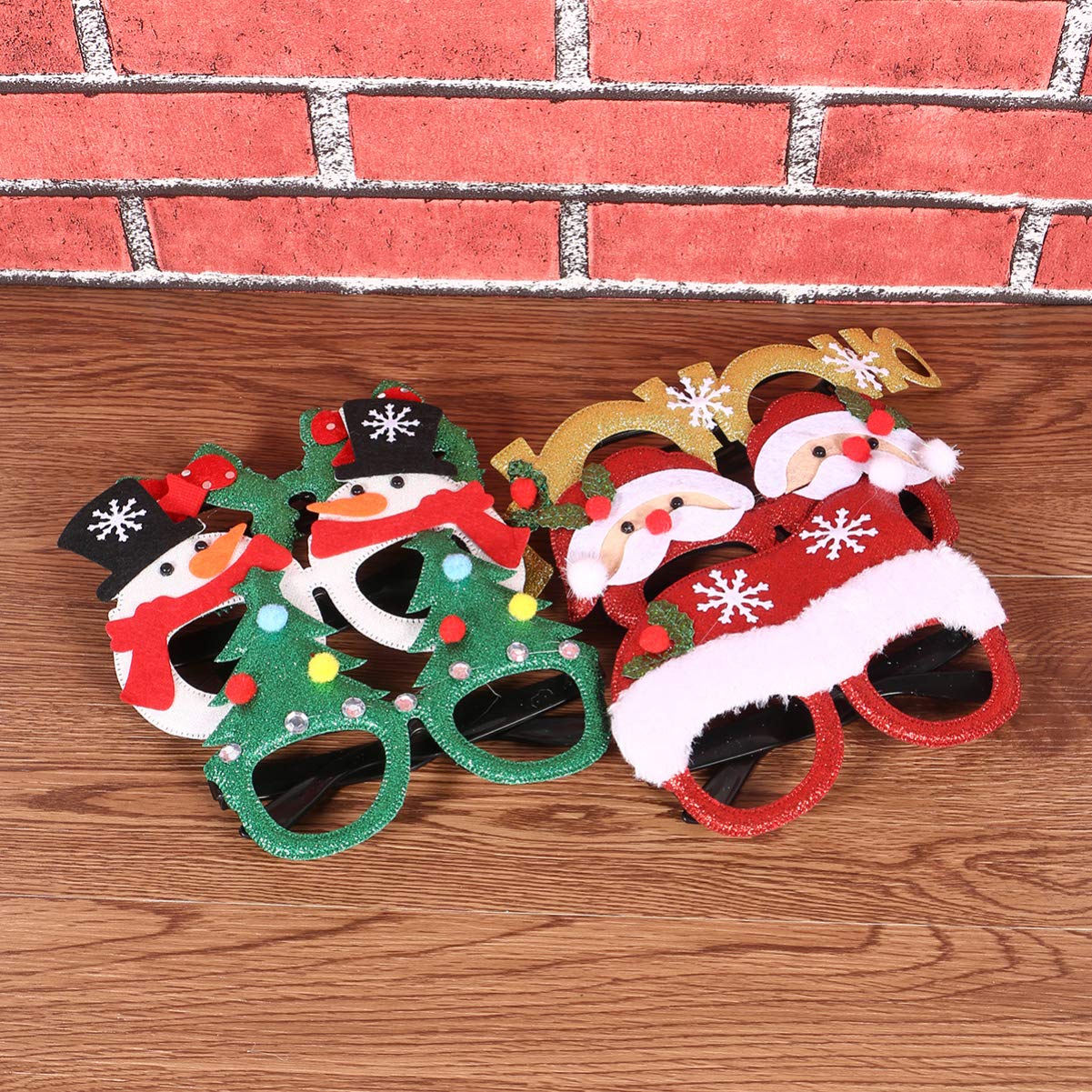 NUOBESTY 6pcs Christmas Party Glasses - Sparkly Holiday Eyewear for Kids, Festive Cocktail Party Accessories, Funny Xmas Fancy Dress Costume Frames - Perfect for Christmas Celebrations, Family Gatherings & Holiday Photo Booths