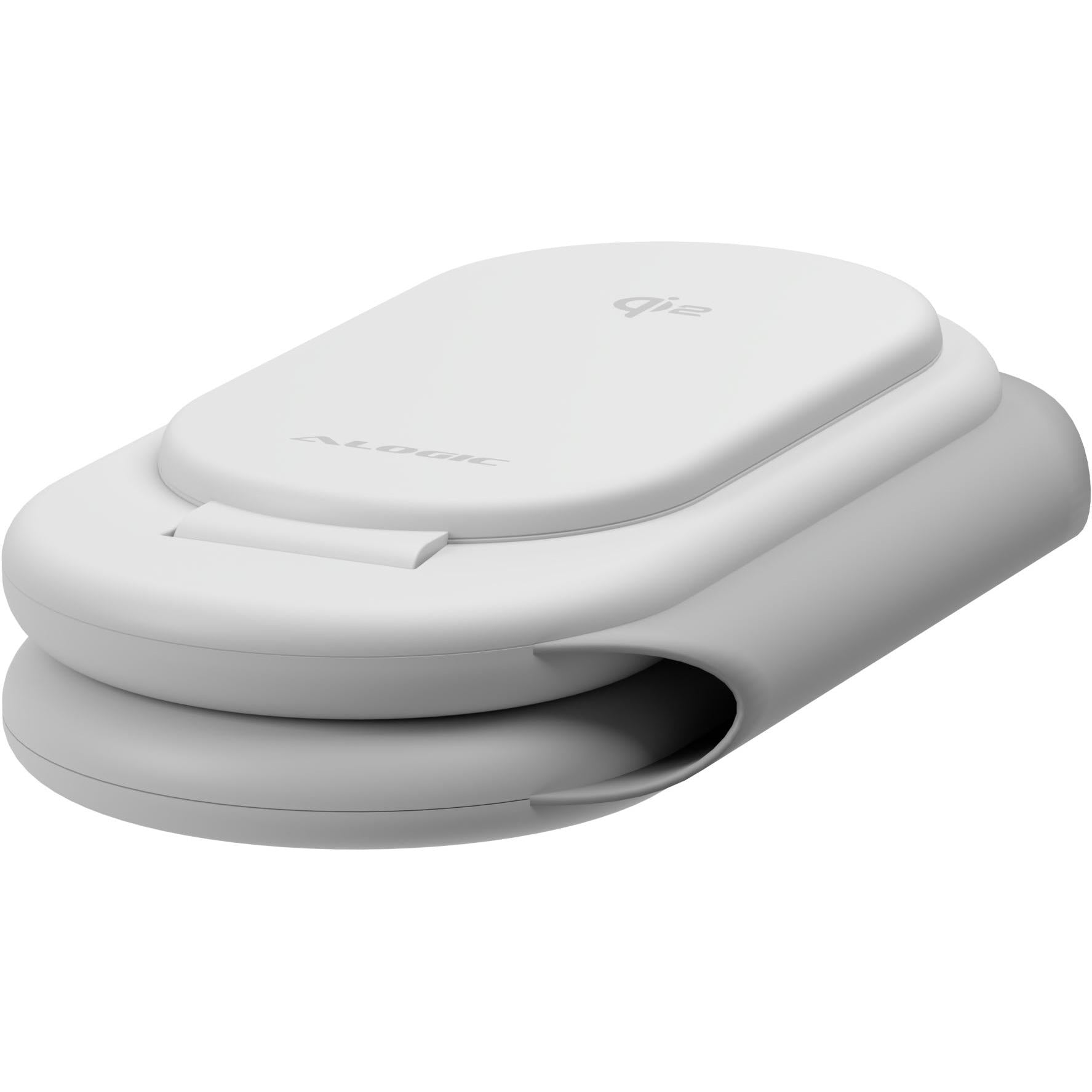 Alogic PackAway 3-in-1 Qi2 Certified Wireless Charging Stand for iPhone, AirPods & Apple Watch - Fast Charging Station with Foldable Design (White) - Perfect for Home, Office & Travel
