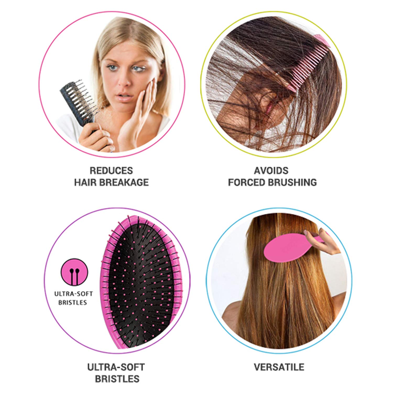 Wet Brush Pro Detangler Hair Brush - Deco Dance & Deco Daisy Design - Perfect for Detangling Wet or Dry Hair, Styling, and Salon Use