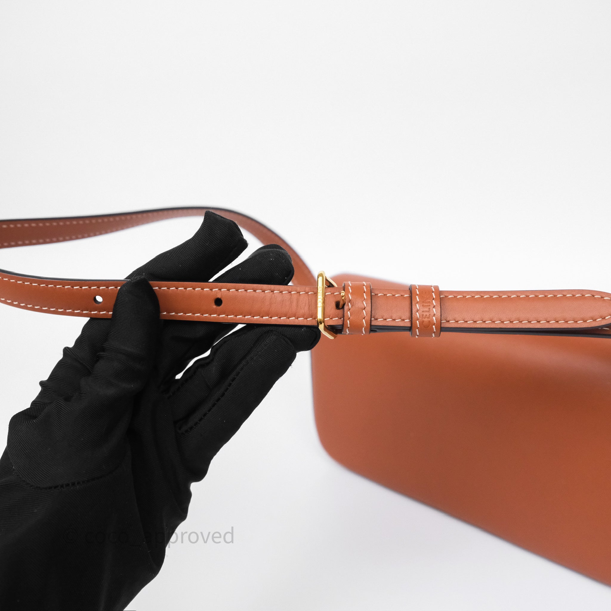 Celine Triomphe Shoulder Bag in Tan Calfskin Leather - Luxury Crossbody Purse for Women, Perfect for Work, Travel & Evening Events
