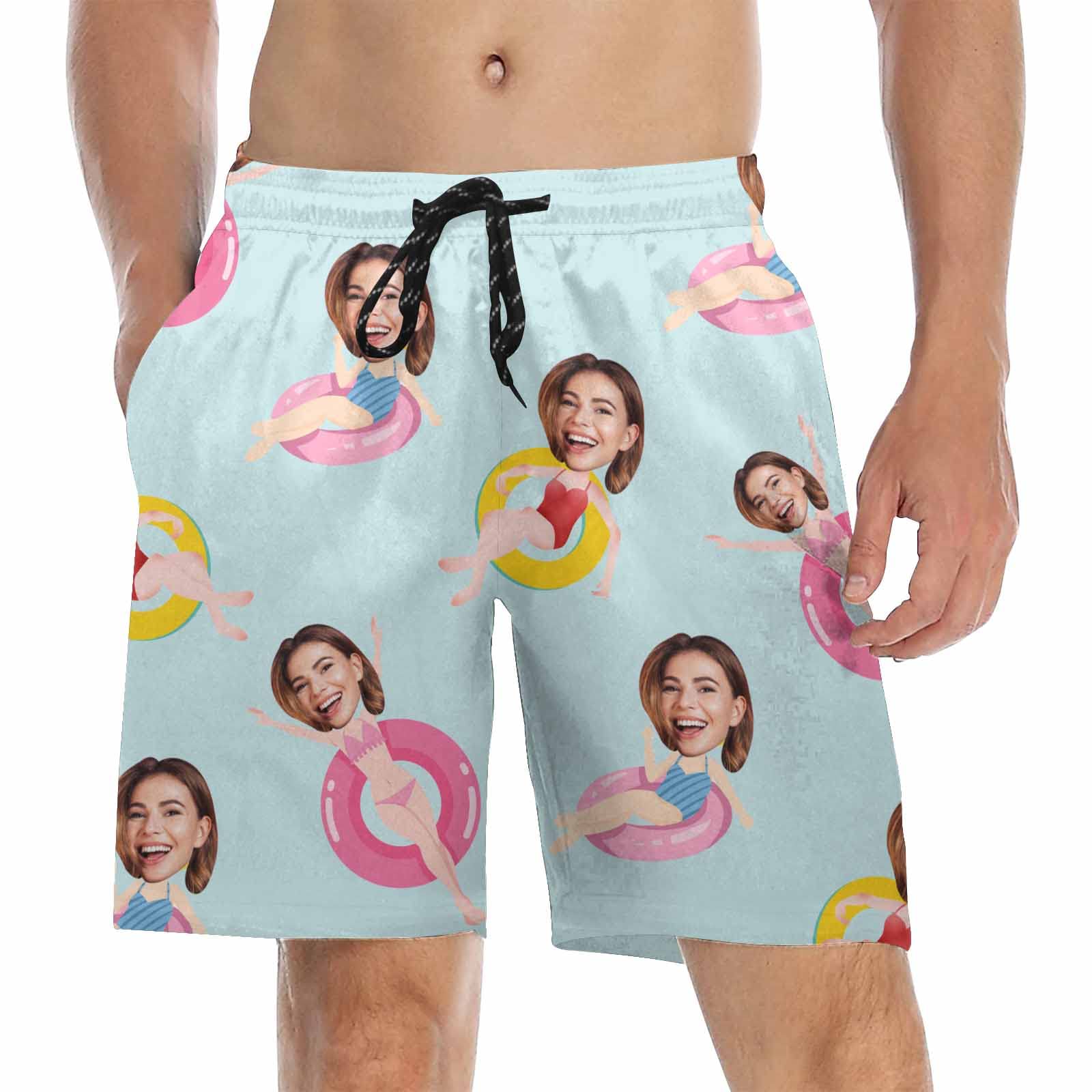 Custom Printed Men's Swim Shorts with Photo - Personalized Beach Swimwear for Him, Funny Birthday Gift Idea - Perfect for Pool Parties, Beach Vacations & Summer Outings