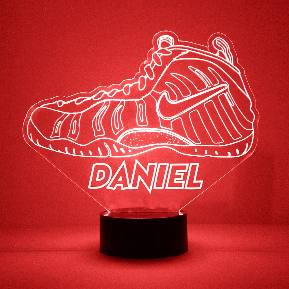 Custom LED Sneaker Night Light with Remote - Personalized Name/Image, 16 Colors & 4 Modes - Clear Acrylic Home Decor for Bedroom, Game Room, or Sneakerhead Collection - Made in USA