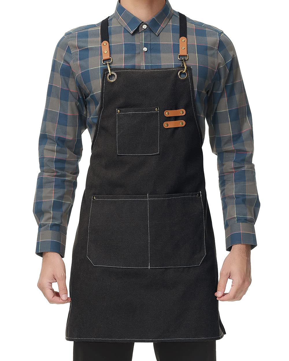 Premium Unisex Canvas Kitchen Apron for Chefs & Cooking Enthusiasts - Adjustable Cross Back Straps & 3 Spacious Pockets - Ideal Birthday Gift for Husband, Father & Home Cooks - Perfect for Grilling, Baking & Holiday Cooking