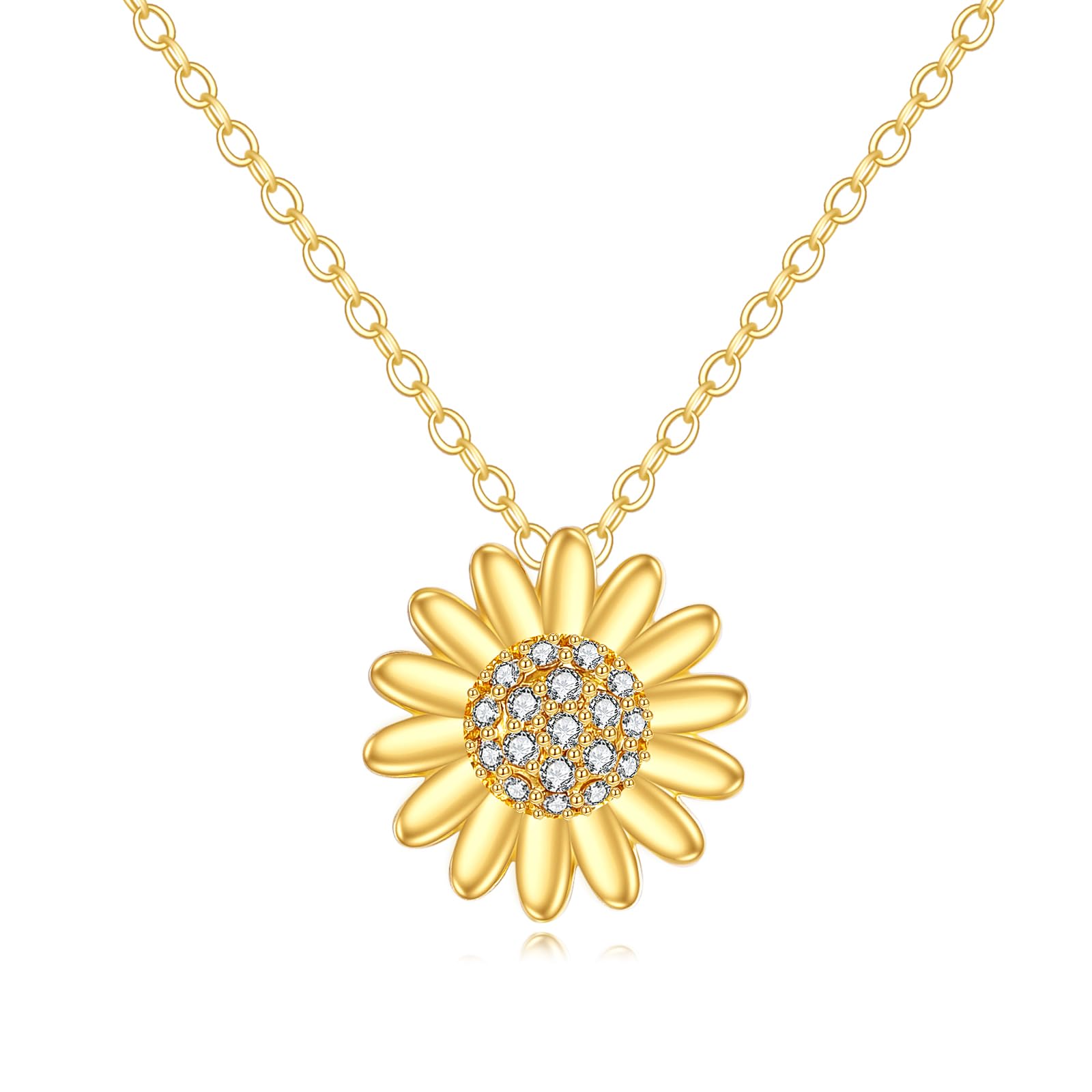 14K Solid Gold Daisy Necklace for Women - Elegant Flower Pendant Jewelry Gift for Birthday, Anniversary & Valentine's Day | Perfect for Everyday Wear, Date Nights & Special Occasions