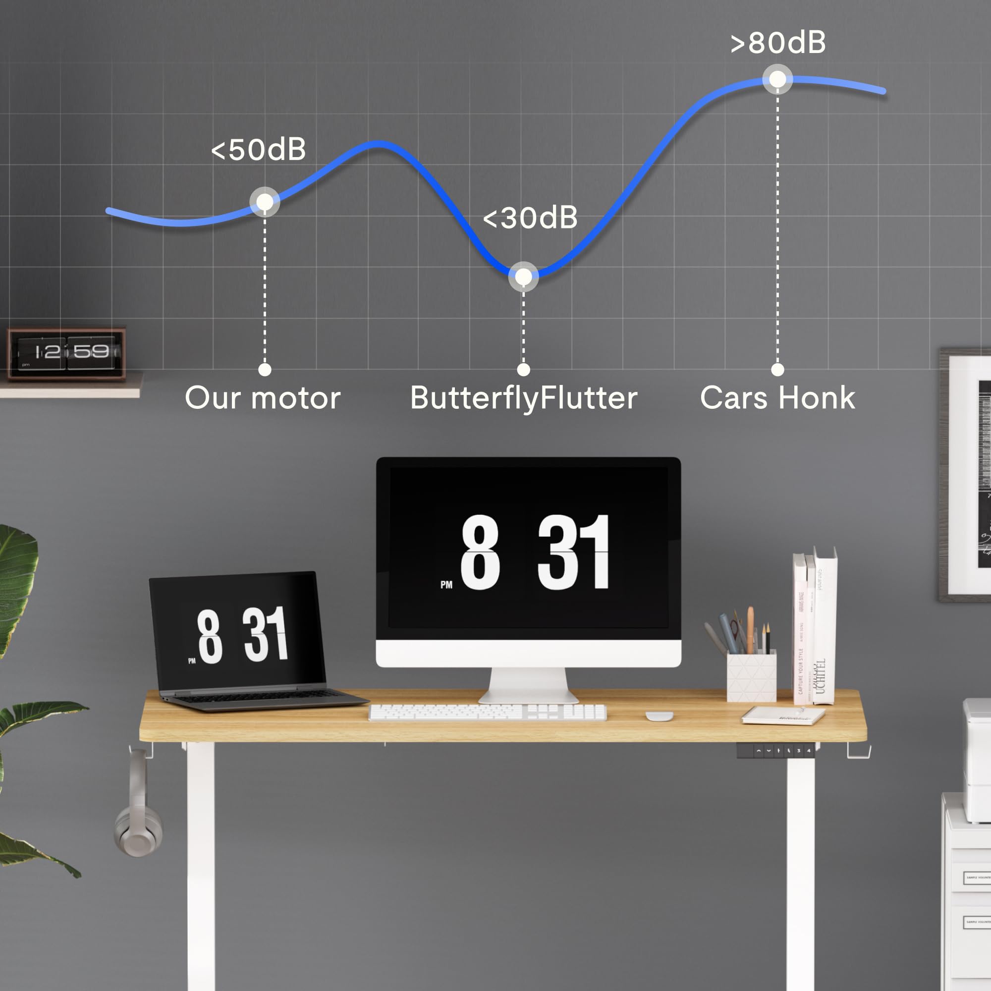 FLEXISPOT 40 x 24 Inch Adjustable Height Standing Desk - Maple Top & White Frame | Electric Sit Stand Workstation for Home Office, Gaming & Study | Ergonomic Computer Desk for Better Posture & Productivity