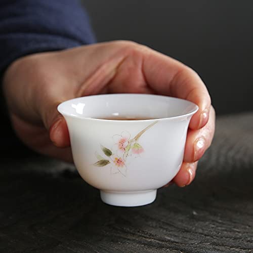 Hand-Painted Jingdezhen White Porcelain Jade Tea Cup - Ceramic Coffee Mug, Gongfu Tea Bowl for Home & Office Use - Perfect for Chinese Tea Ceremony, Daily Drinking, and Gift Giving (Color: Green)