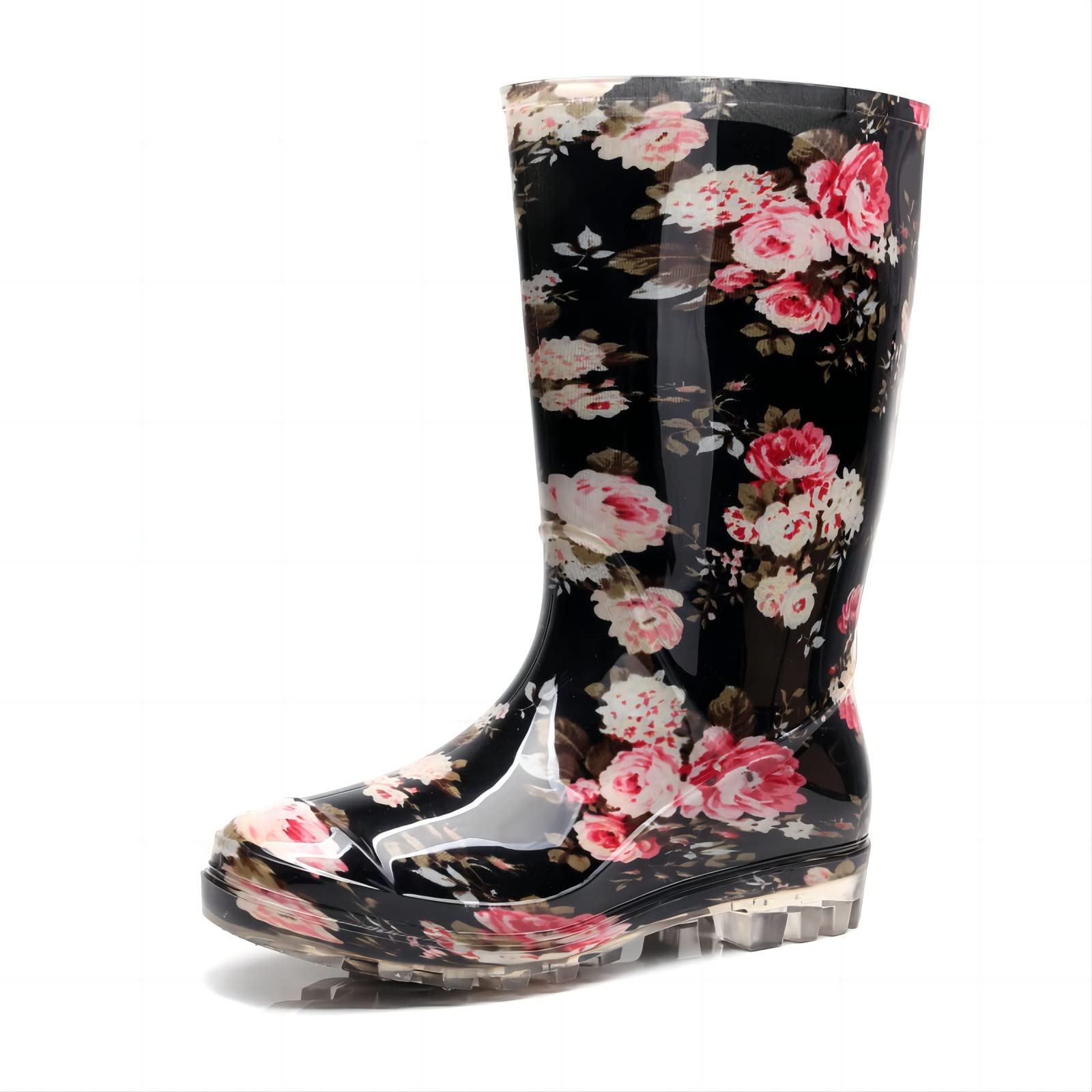 Women's Floral Printed Rubber Rain Boots - Waterproof Half Calf Garden Wellies for Women | Perfect for Gardening, Hiking & Outdoor Activities in Wet Weather