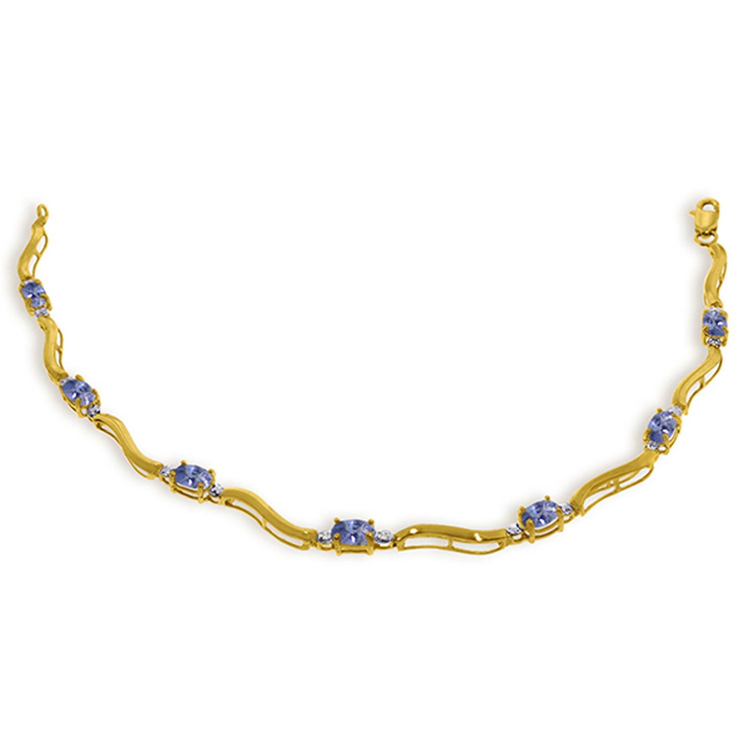 14K Solid Gold Tennis Bracelet with 2.01 Carat Diamonds & Tanzanite - Galaxy Gold GG Collection | Elegant Jewelry for Weddings, Anniversaries & Special Occasions