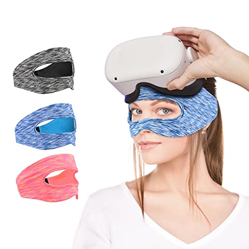 EWalos VR Eye Mask Cover - Breathable Sweat Band for Oculus/Meta Quest 2, PSVR 2 & VR Headsets - Adjustable Elastic Band Design for Adults & Kids (3 Pack) - Perfect for Gaming, Fitness & Virtual Reality Experiences