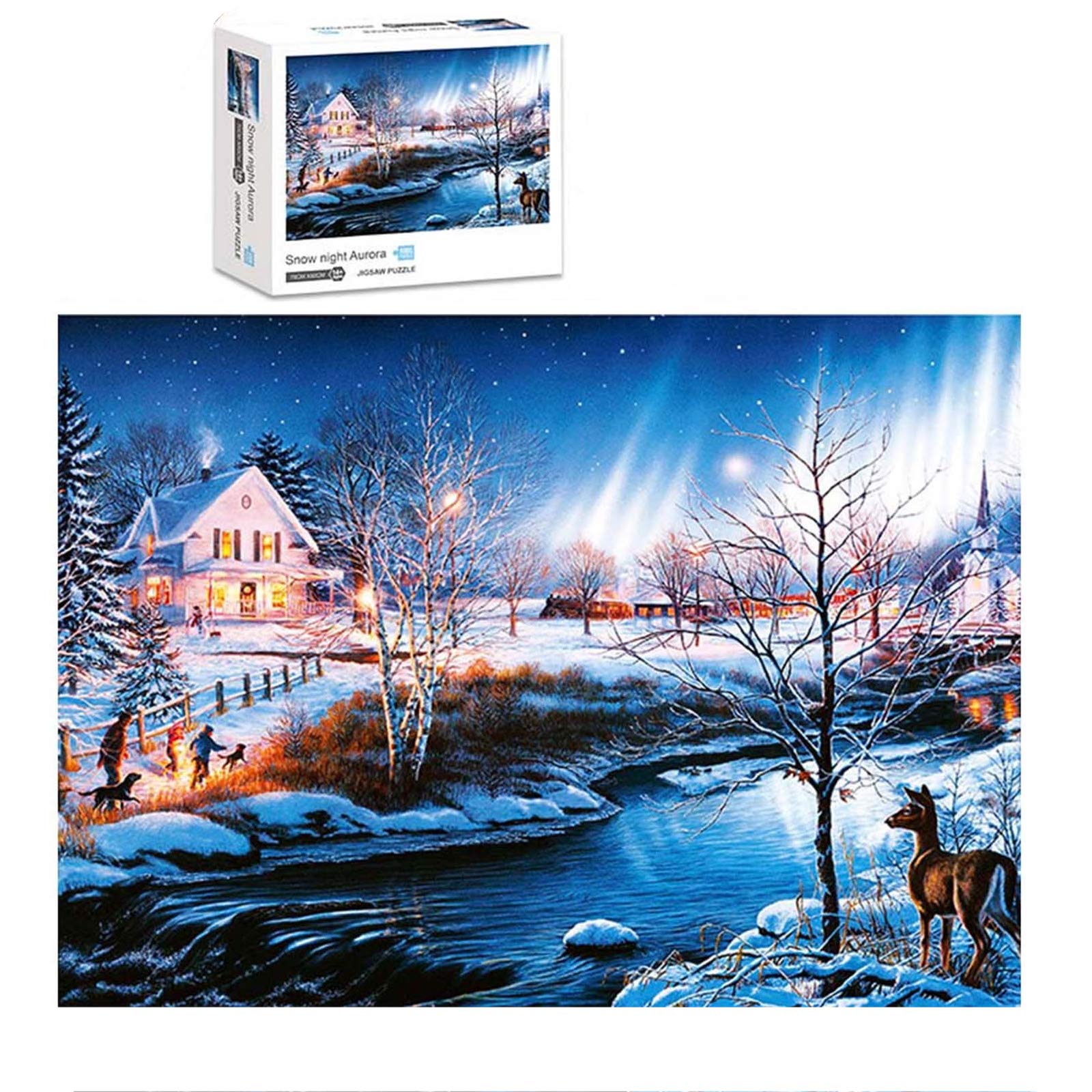 1000 Piece Glow in The Dark Jigsaw Puzzle for Adults & Kids - Winter Landscape Puzzle Game Toy, Fun Family Activity for Christmas Gifts & Home Decor