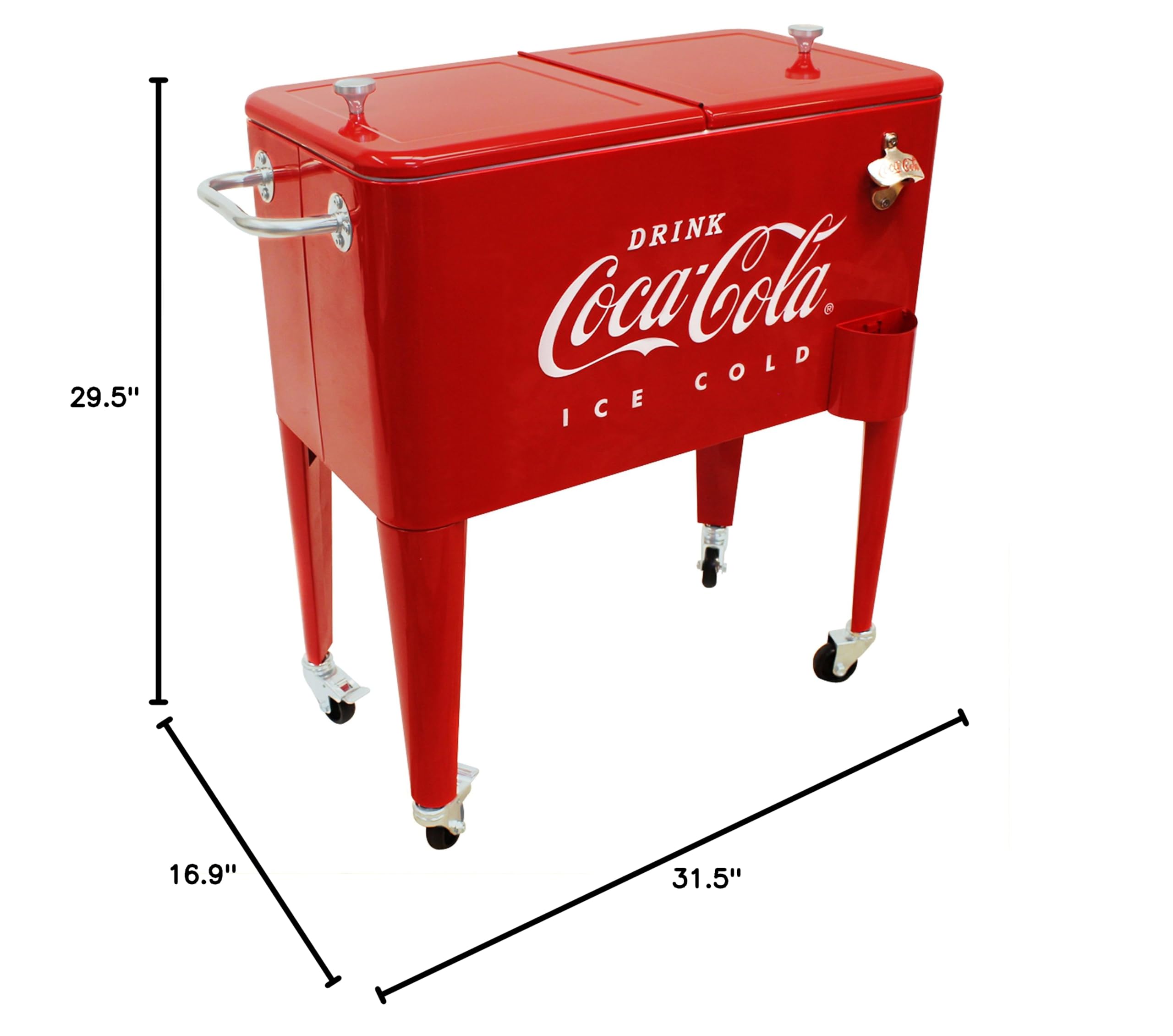 Leigh Country CP 98105 60 Quart Coca-Cola Ice Cold Embossed Cooler - Red | Large Capacity Beverage Cooler for Parties, Picnics, BBQs & Outdoor Events