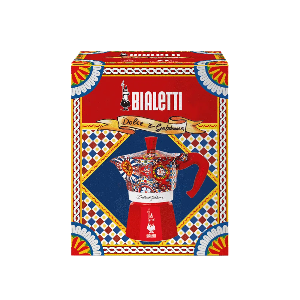 Bialetti Dolce&Gabbana Moka Express Stovetop Espresso Maker - 3 Cup Italian Coffee Pot in Sicilian Red | Perfect for Home Brewing, Gifts & Italian Coffee Lovers
