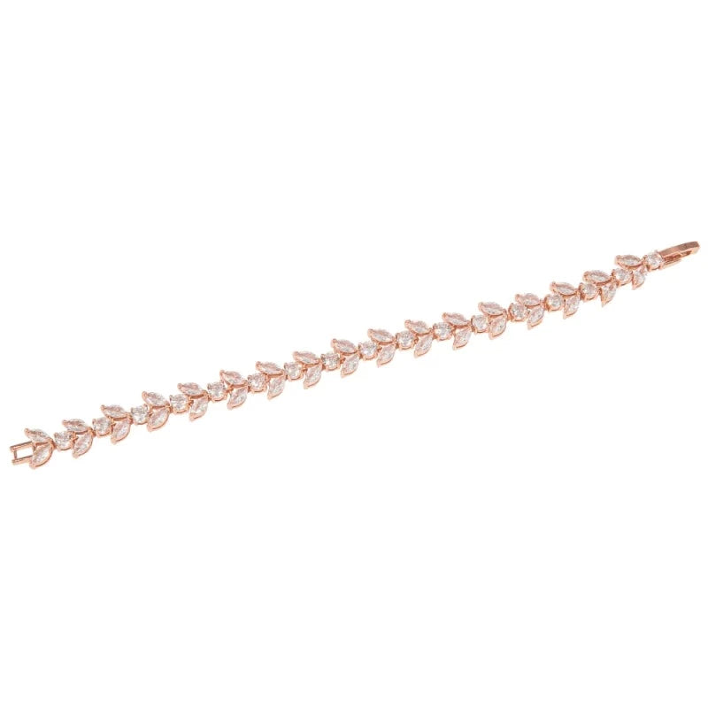 Rose Gold Crystal Wedding Bracelet for Women - Elegant Bridal Jewelry Gift for Bride, Bridesmaid & Anniversary - Perfect for Weddings, Engagements & Special Occasions
