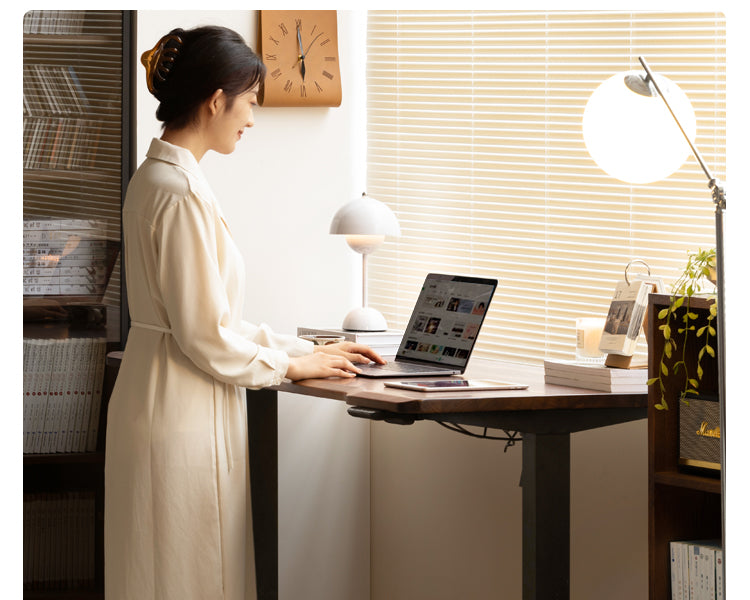 Black Walnut Solid Wood Electric Standing Desk - Adjustable Height Office Desk for Home & Workspace - Perfect for Remote Work, Gaming, and Ergonomic Comfort