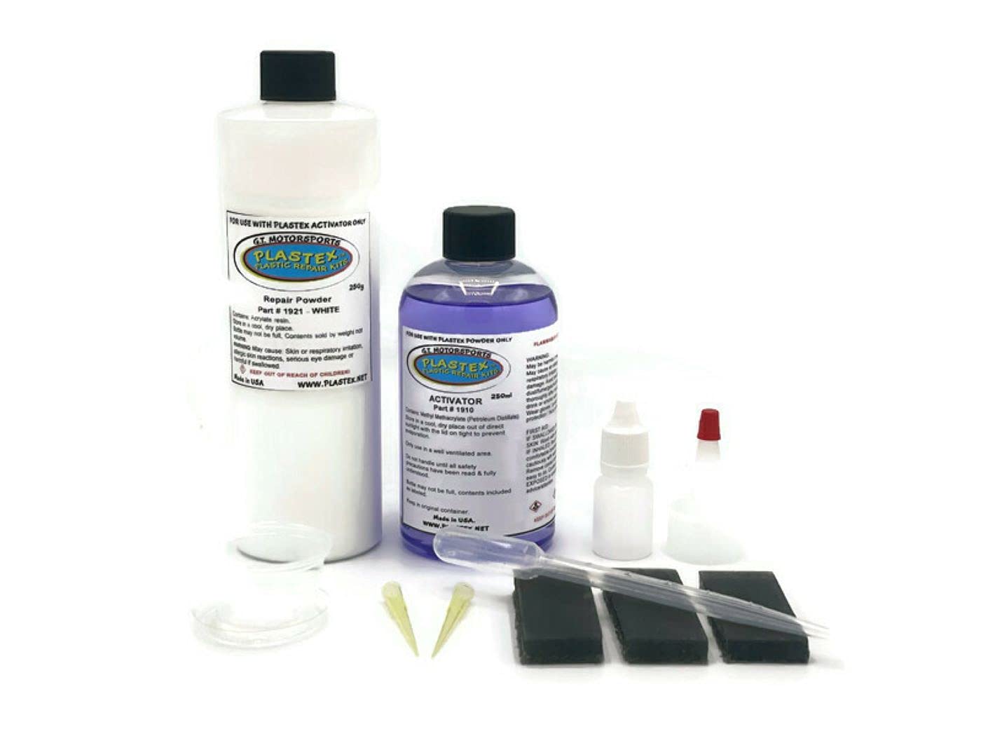 Plastex Plastic and Fiberglass Repair Kit - Strong Adhesive for Fixing Broken Plastic, Wood, Fiberglass & More - Large/Shop Kit (White) - Perfect for DIY Home Repairs, Automotive Fixes & Marine Applications