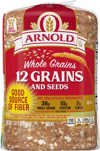Arnold 12 Grains and Seeds Whole Grain Multigrain Bread - 24 oz Bag | Healthy High Fiber Sandwich Bread for Breakfast, Lunch & Snacks