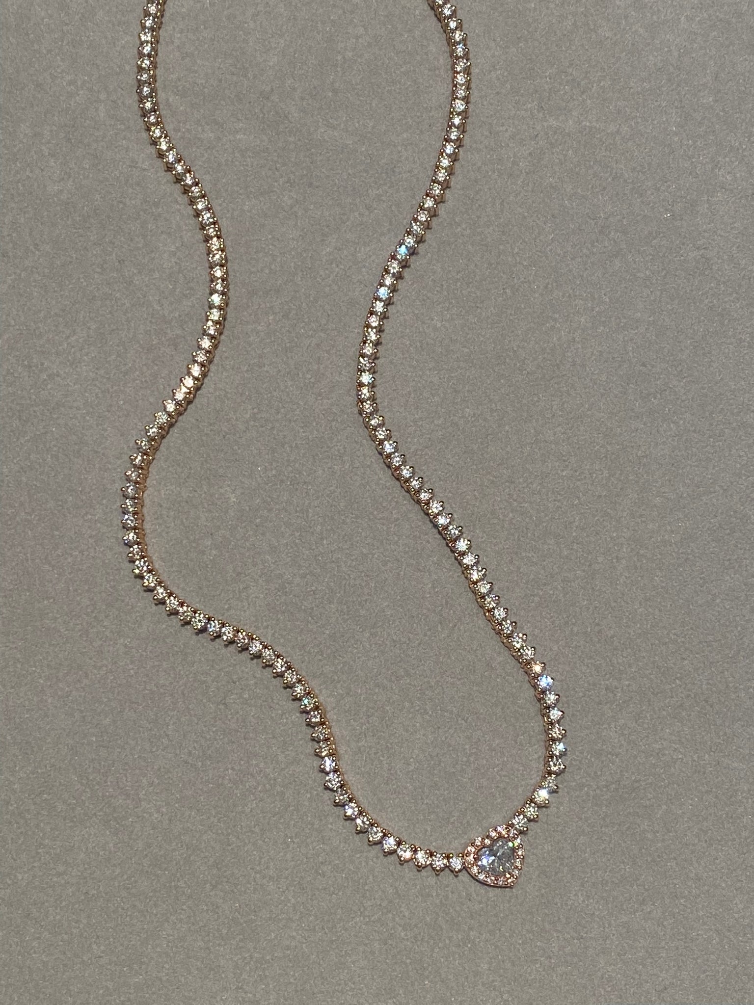 14K Gold Heart Tennis Necklace for Women - Elegant Valentine's Day Gift, Anniversary Present & Everyday Jewelry - Perfect for Date Nights, Parties & Special Occasions