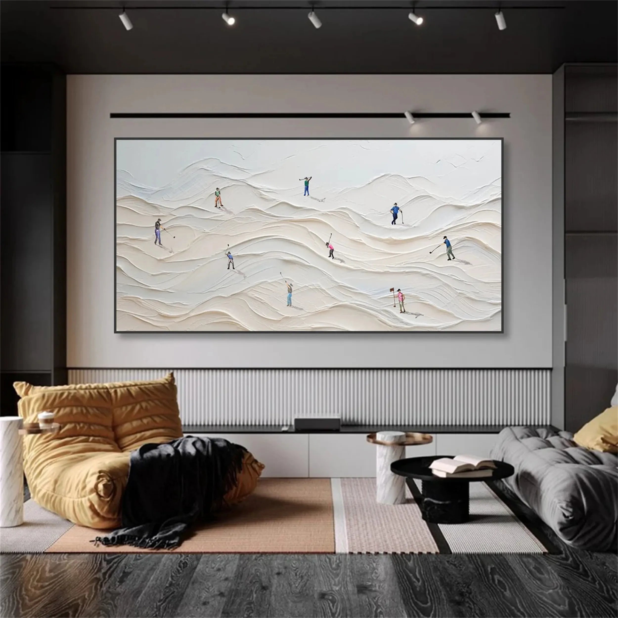 Premium Skiing Sport Art Textured Canvas Painting - Winter Sports Wall Decor for Home & Office (Style #MM215) | Perfect for Ski Lodge, Mountain Cabin & Sports Enthusiast Gifts