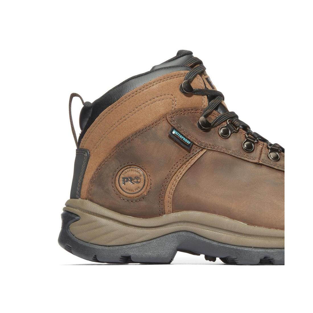 Flume Steel Toe Waterproof Hiking Work Boots for Men - Brown Leather Construction Boots for Outdoor Work, Hiking & Heavy Duty Jobs