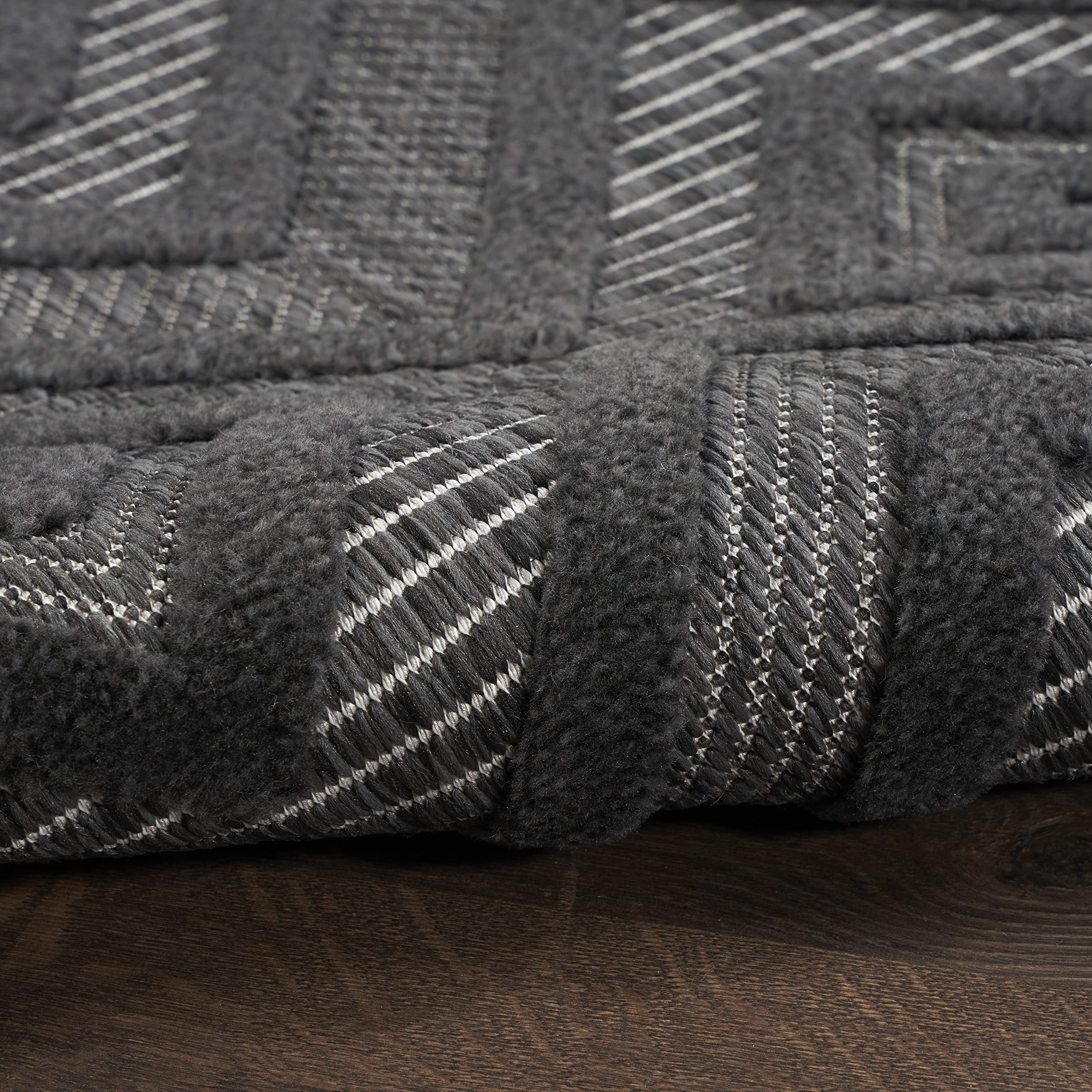 Nourison 7' x 10' Indoor/Outdoor Area Rug - Charcoal/Black, Non-Shedding & Easy to Clean - Perfect for Living Room, Bedroom, Dining Room, Deck, Patio & High Traffic Areas (7x10) - Durable & Stylish Home Decor for Year-Round Use