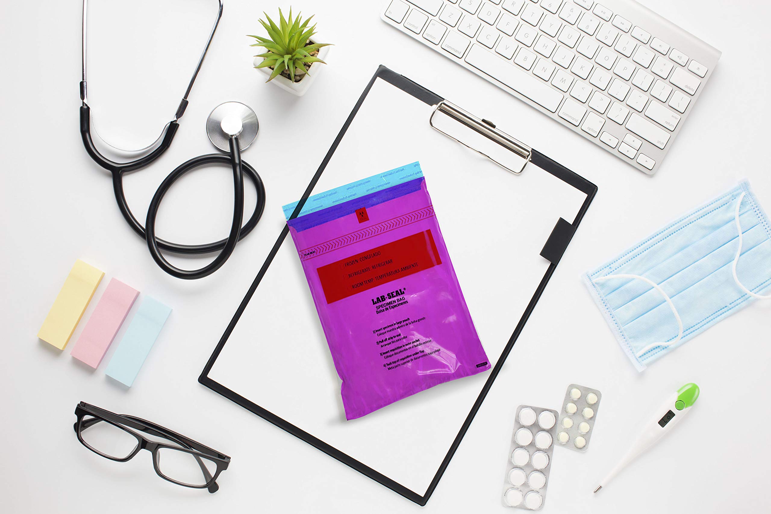 1000 Pack Purple 6x10 Specimen Bags - 1.80 Mil Thick Low Density Polyethylene with Pull Tab Adhesive Closure | Medical Storage Bags for Hospitals, Clinics & Home Health Care | Ideal for Lab Samples, First Aid Kits & Medical Supplies Organization