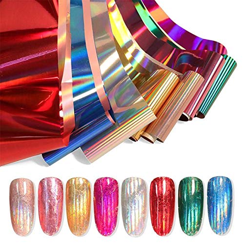 Premium Metallic Nail Foil Stickers - 8 Sheets (4CM x 10CM) for Stunning Nail Art Designs | Gold, Silver & Colorful Transfer Foils | Perfect for DIY Manicures, Salon Nails & Party Glam Looks