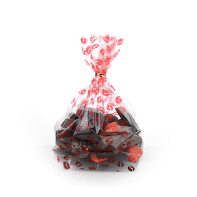 Plastic Candy Bags with Sexy Lips Design - Gusseted 5x3x11 Inches - 100 Count Box - Perfect for Party Favors, Wedding Treats & Candy Packaging