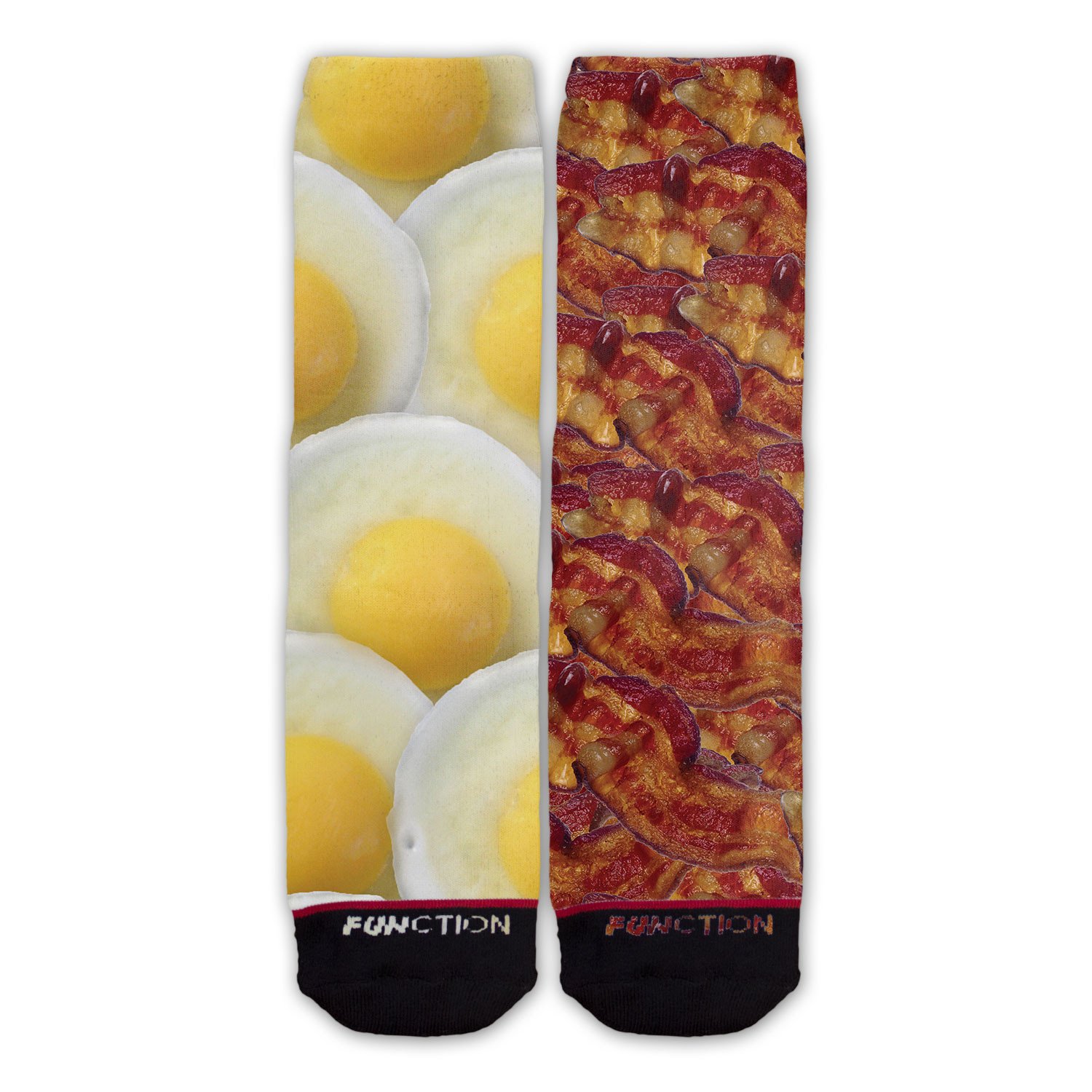 Bacon and Eggs Pattern Funny Novelty Socks - Comfortable Crew Socks for Men & Women - Perfect for Breakfast Lovers, Gifts, and Casual Wear