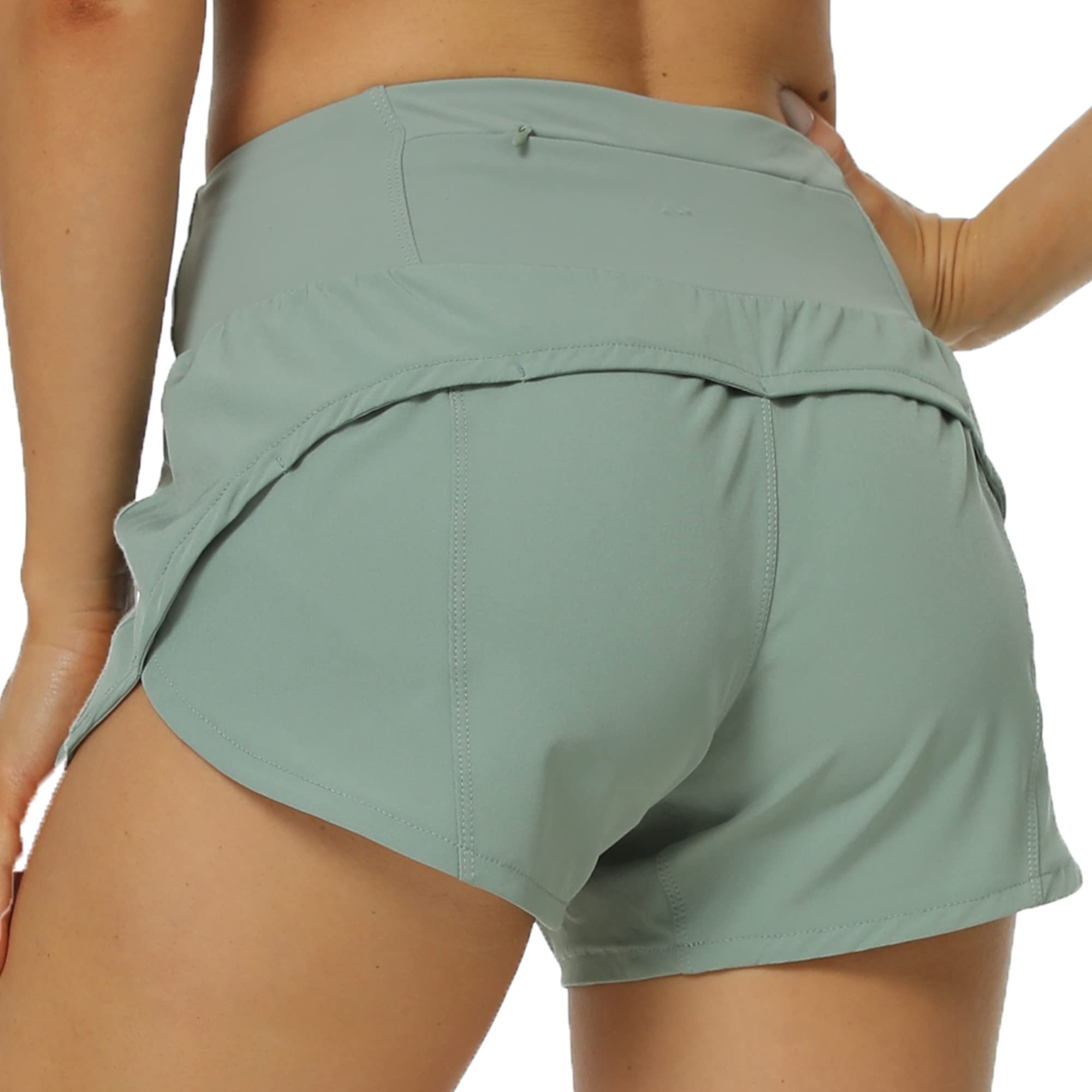 Rrosseyz Women's High Waisted Running Shorts with Liner & Zip Pocket - 4 Inch Gym Workout Athletic Shorts for Jogging, Yoga & Outdoor Activities