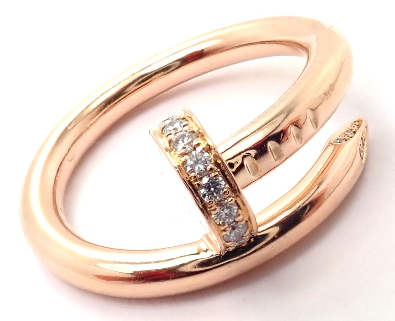 Authentic Cartier Juste Un Clou 18k Rose Gold Diamond Ring Size 53 - Luxury Nail Band Jewelry for Women, Perfect for Weddings, Parties & Special Occasions